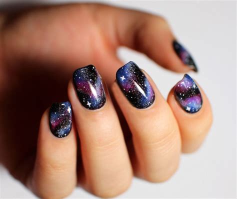 Galaxy Nail Art Designs with Marble Effect